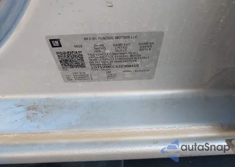 2018 GMC Sierra 1500 Sle из США, поврежденный, VIN 1GTV2MEC6JZ368416